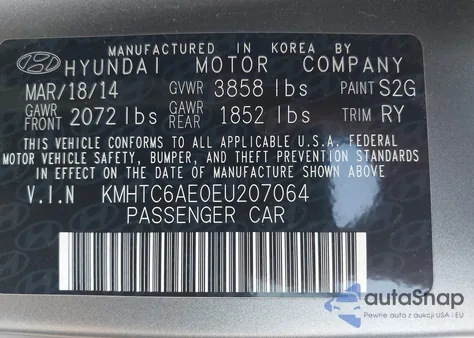 2014 Hyundai Veloster Turbo W/Blue из США, поврежденный, VIN KMHTC6AE0EU207064